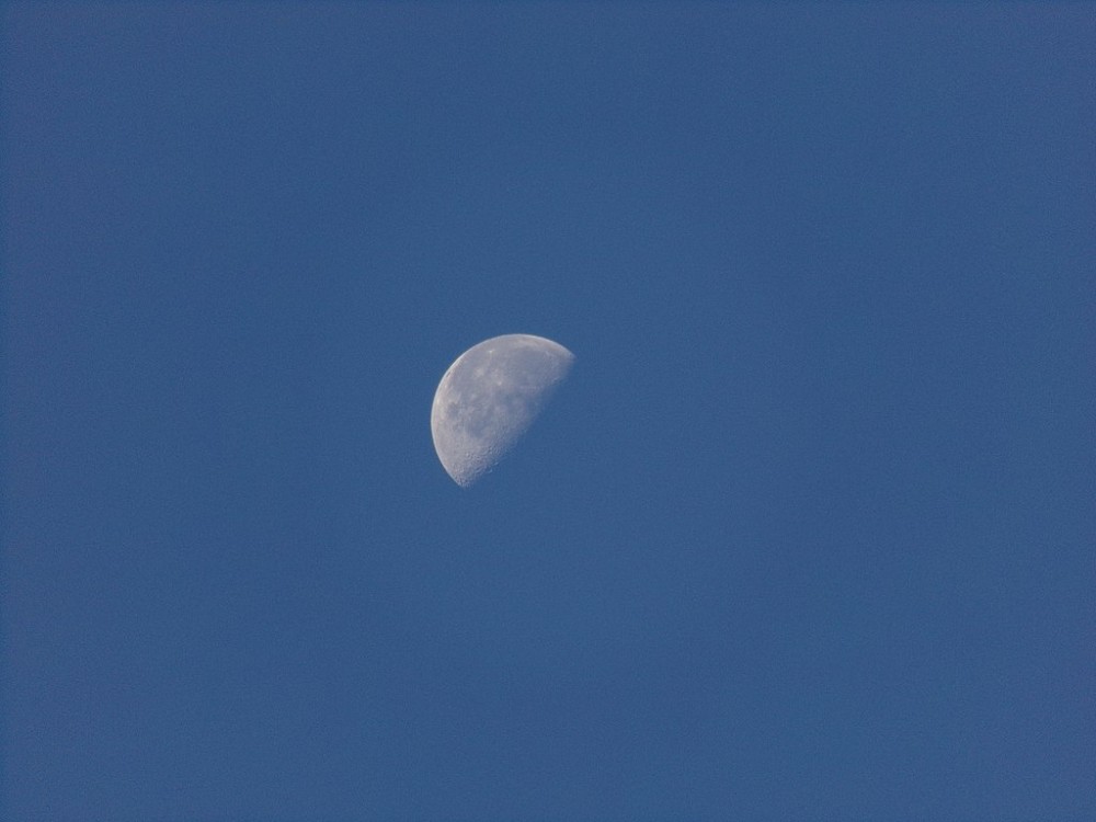 Picture of the daytime moon Taken in late afternoon on December 8, 2017.  (File Photo: Robert Kixmiller, CC BY-SA 4.0 via Wikimedia Commons)